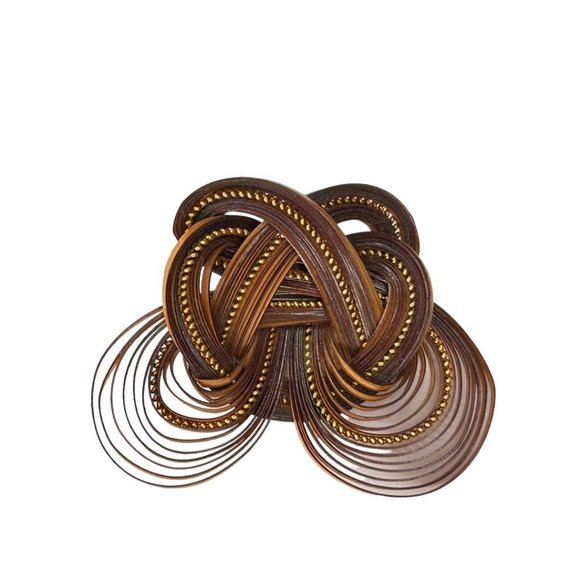 Quilled Dark Brown Brooch Pin Fold Art Dark Brown Goldtone 2" - Picture 3 of 6